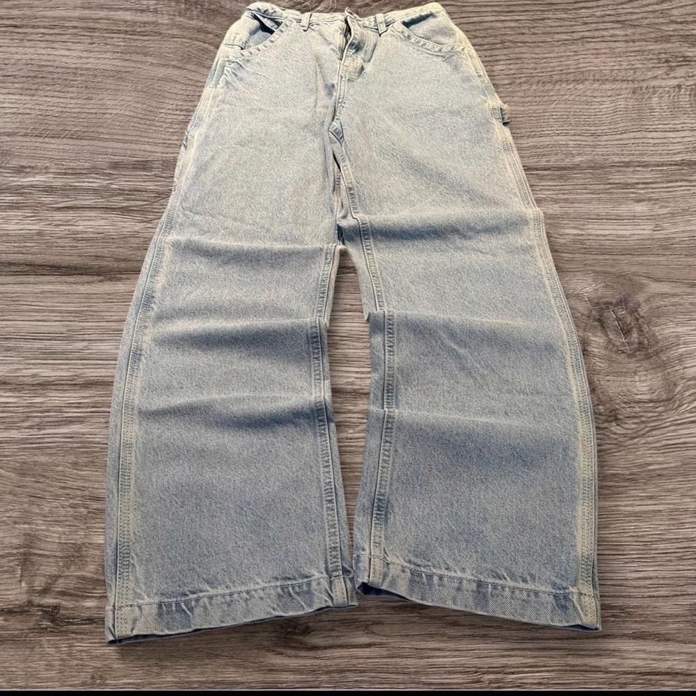 27x28 Light Blue Straight Wide Leg Carpenter Skater Jeans Y2K Vintage